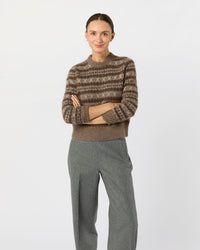 Alpine Fair Isle Sweater in Hazelnut Multi Cashmere/Silk