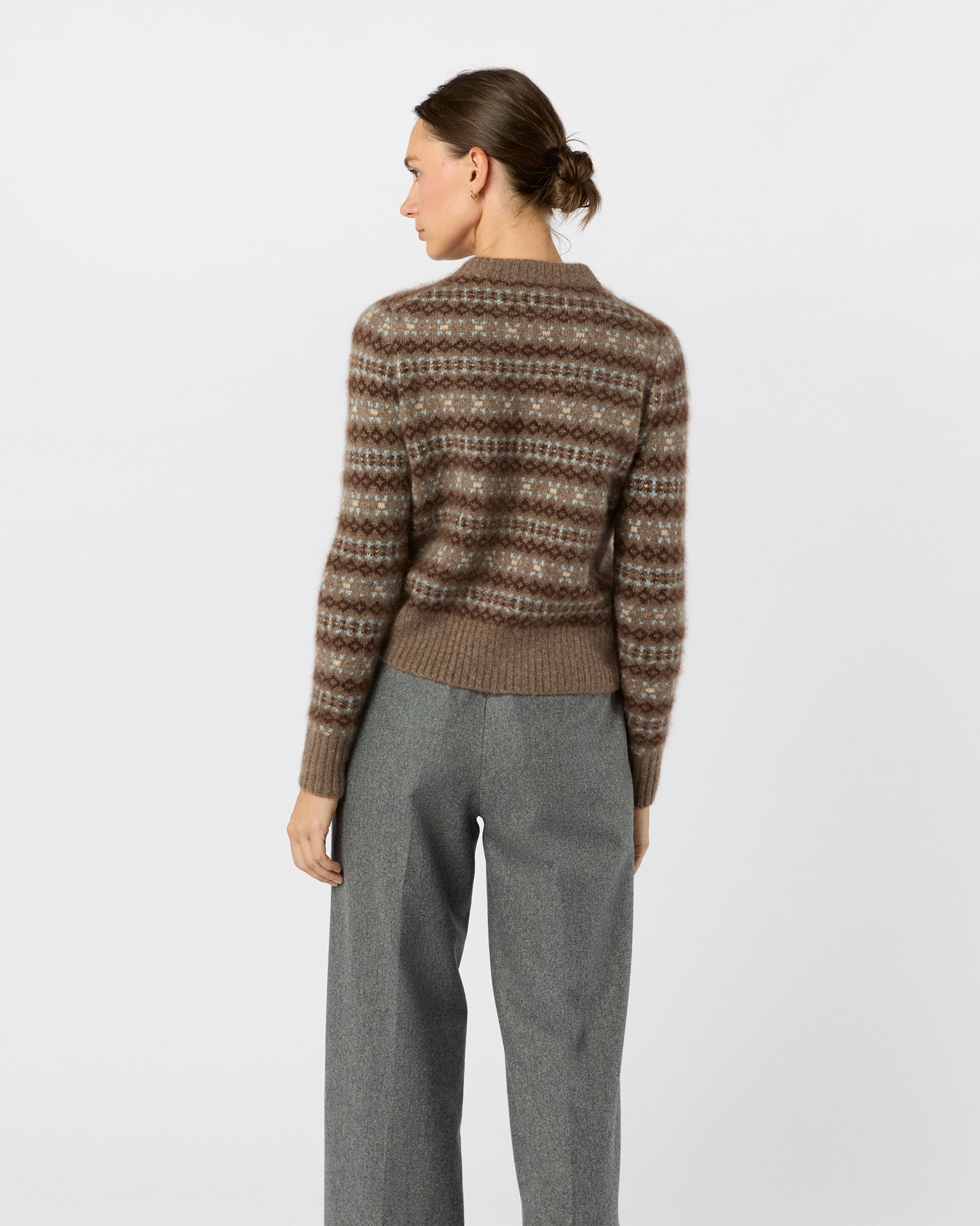 Alpine Fair Isle Sweater in Hazelnut Multi Cashmere/Silk