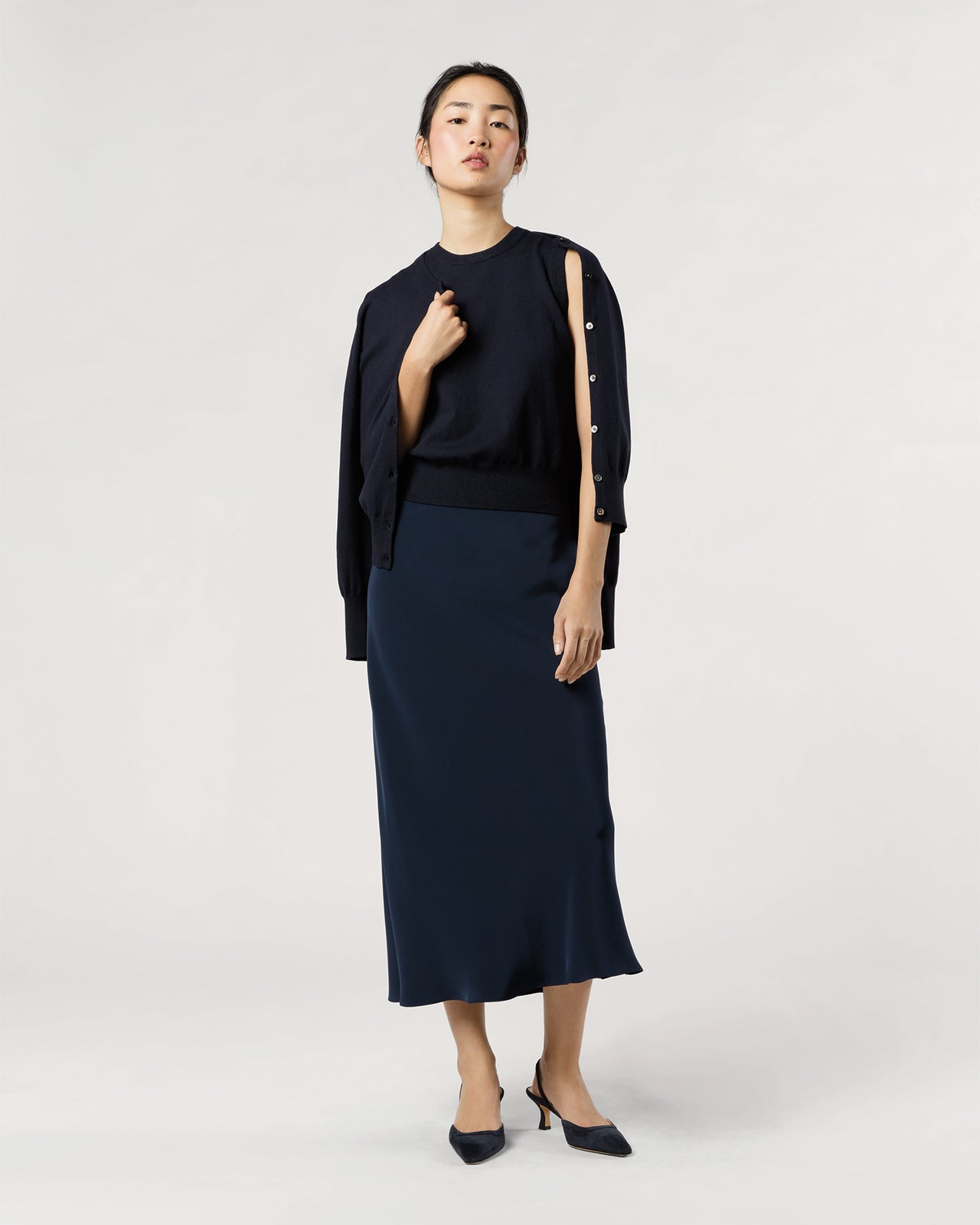Rosie Shell in Deep Navy Cotton/Silk