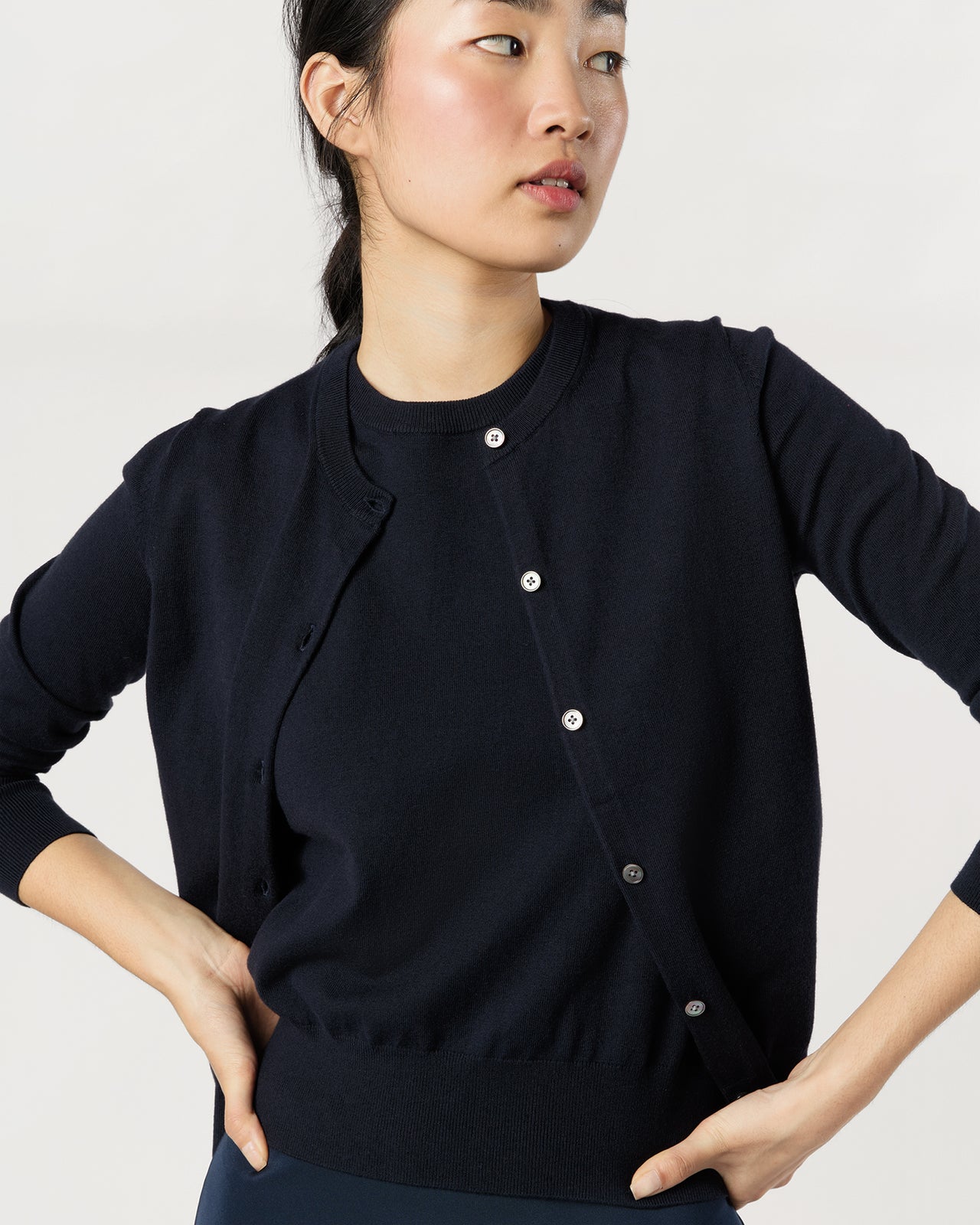 Rosie Shell in Deep Navy Cotton/Silk