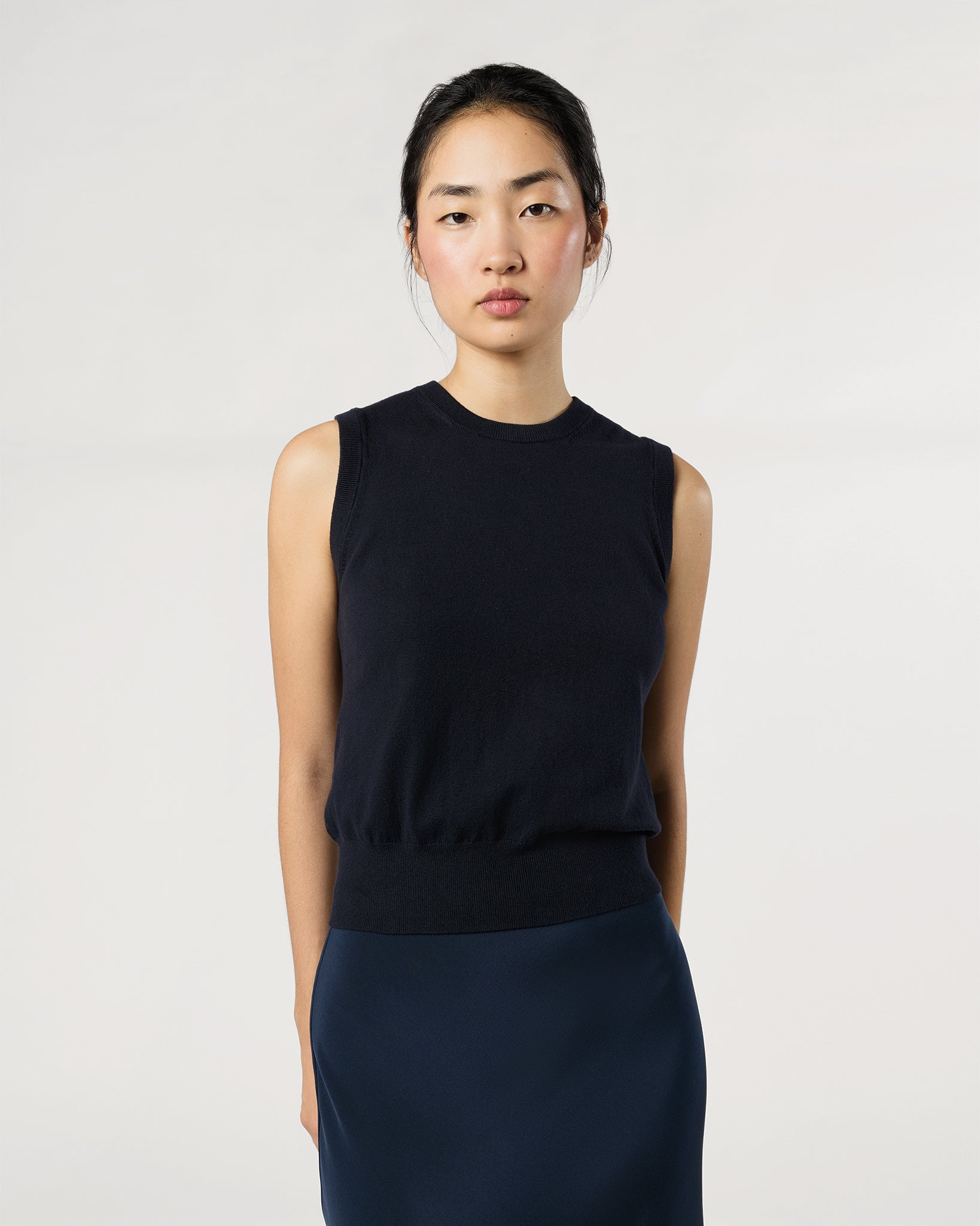 Rosie Shell in Deep Navy Cotton/Silk | Shop Ann Mashburn