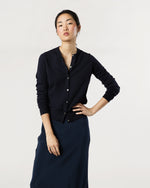 Load image into Gallery viewer, Rosie Cardigan in Deep Navy Cotton/Silk Yarn
