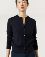 Load image into Gallery viewer, Rosie Cardigan in Deep Navy Cotton/Silk Yarn
