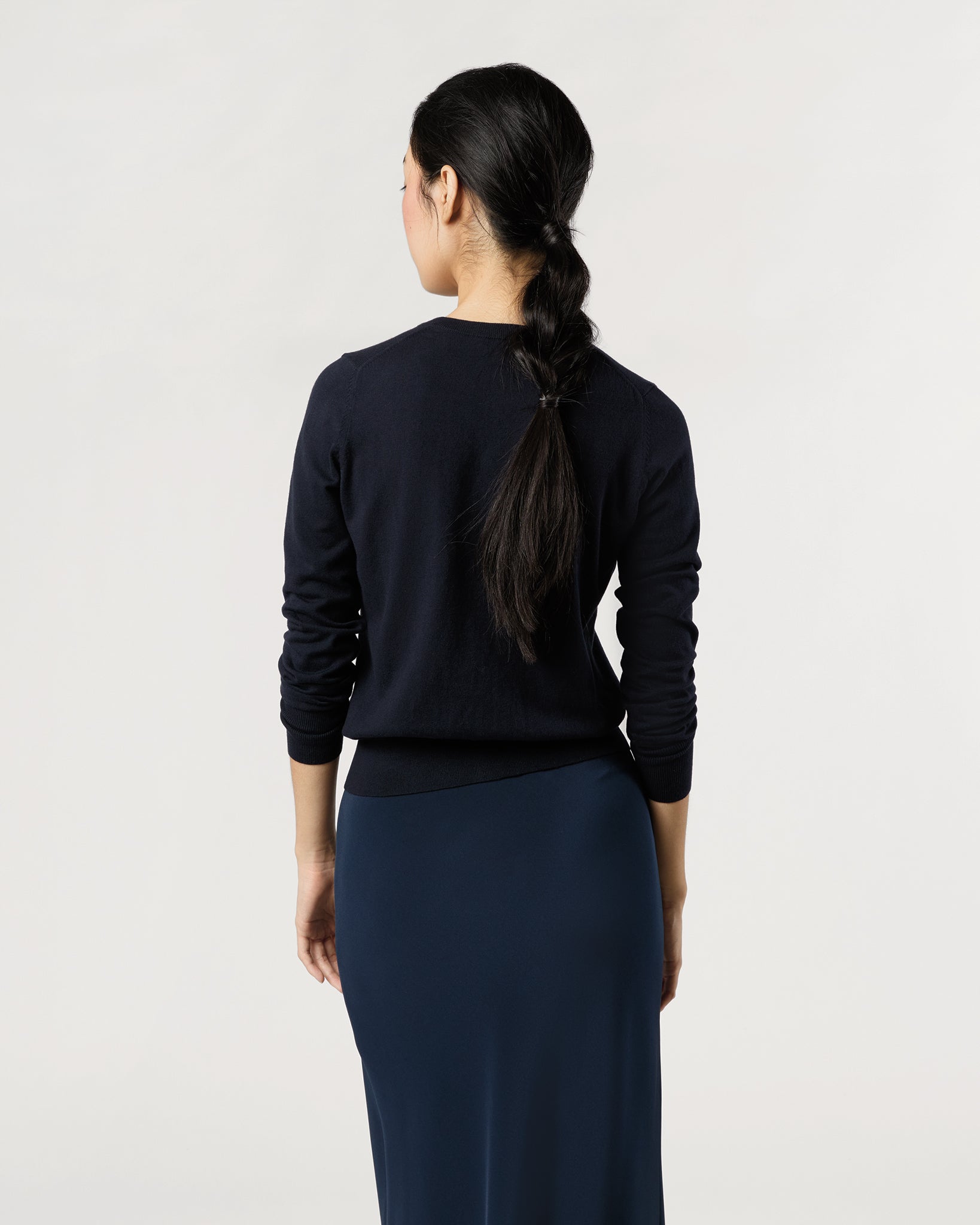 Rosie Cardigan in Deep Navy Cotton/Silk Yarn