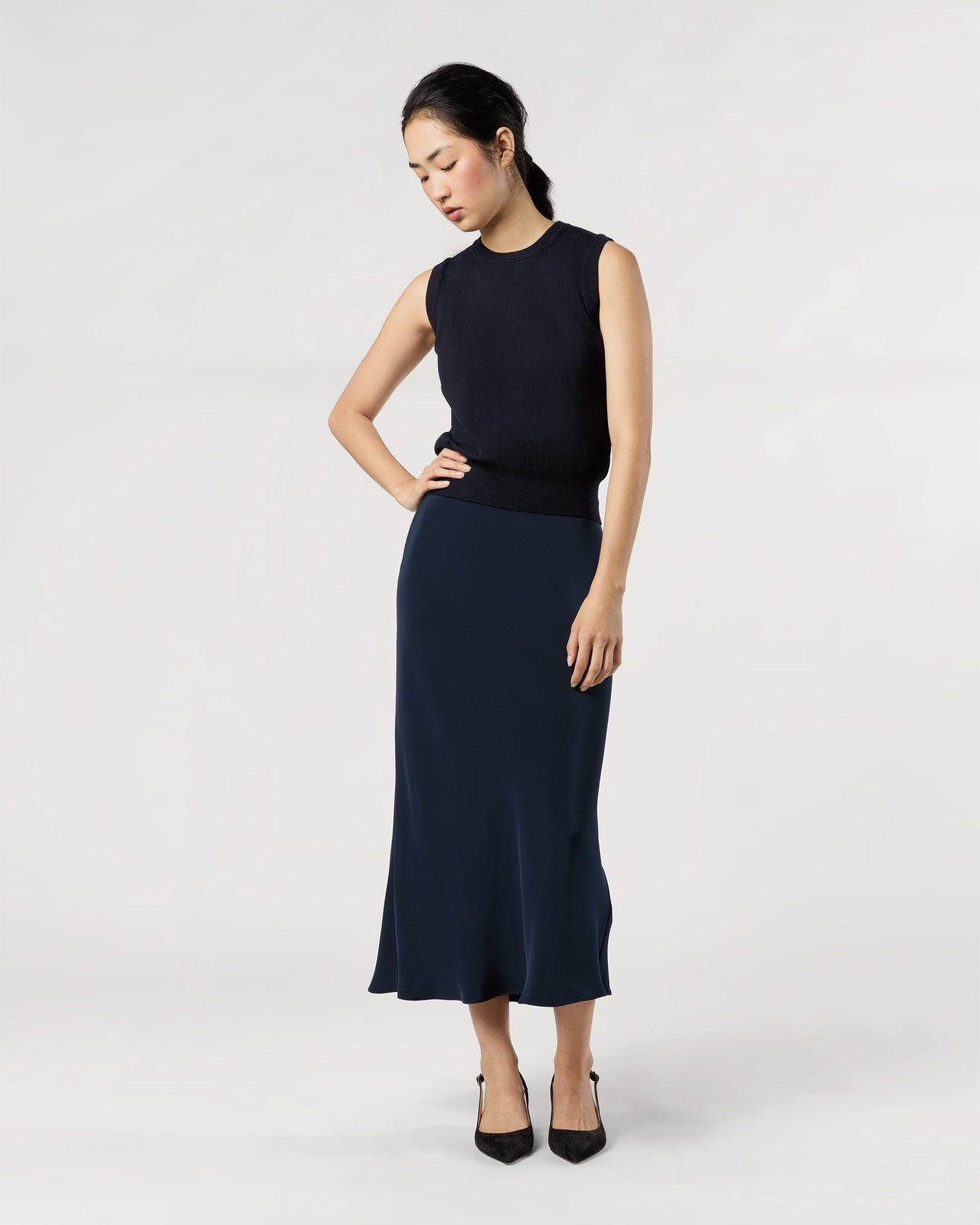 Rosie Shell in Deep Navy Cotton/Silk
