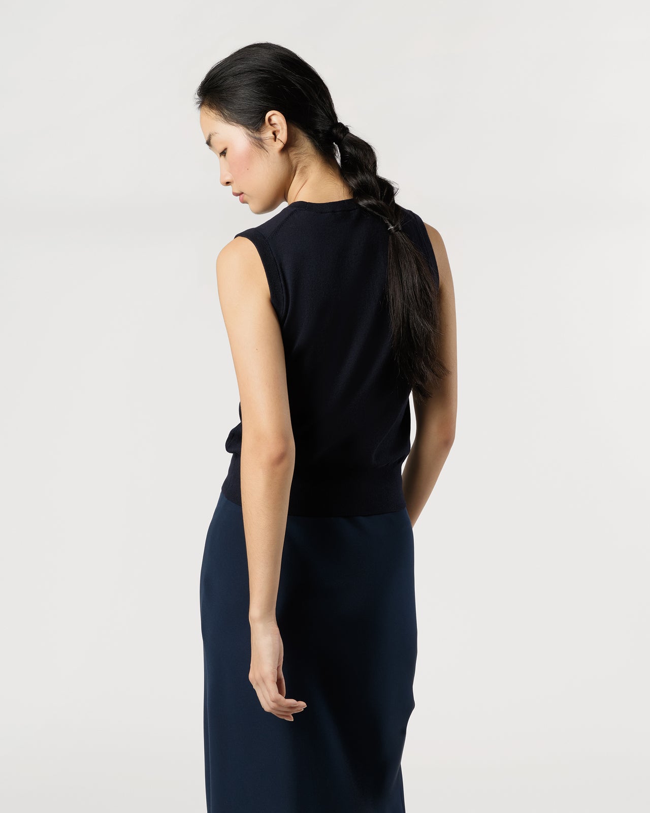 Rosie Shell in Deep Navy Cotton/Silk