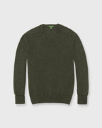 Load image into Gallery viewer, Classic V-Neck Sweater in Heather Olive Cashmere
