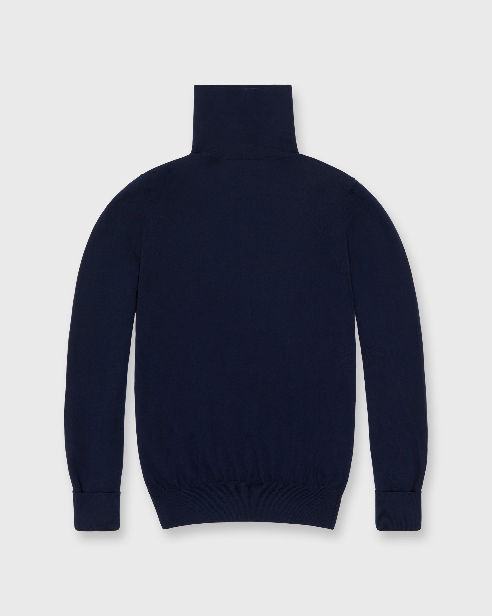 Fine-Gauge Turtleneck Sweater in Navy Escorial Wool | Shop Sid