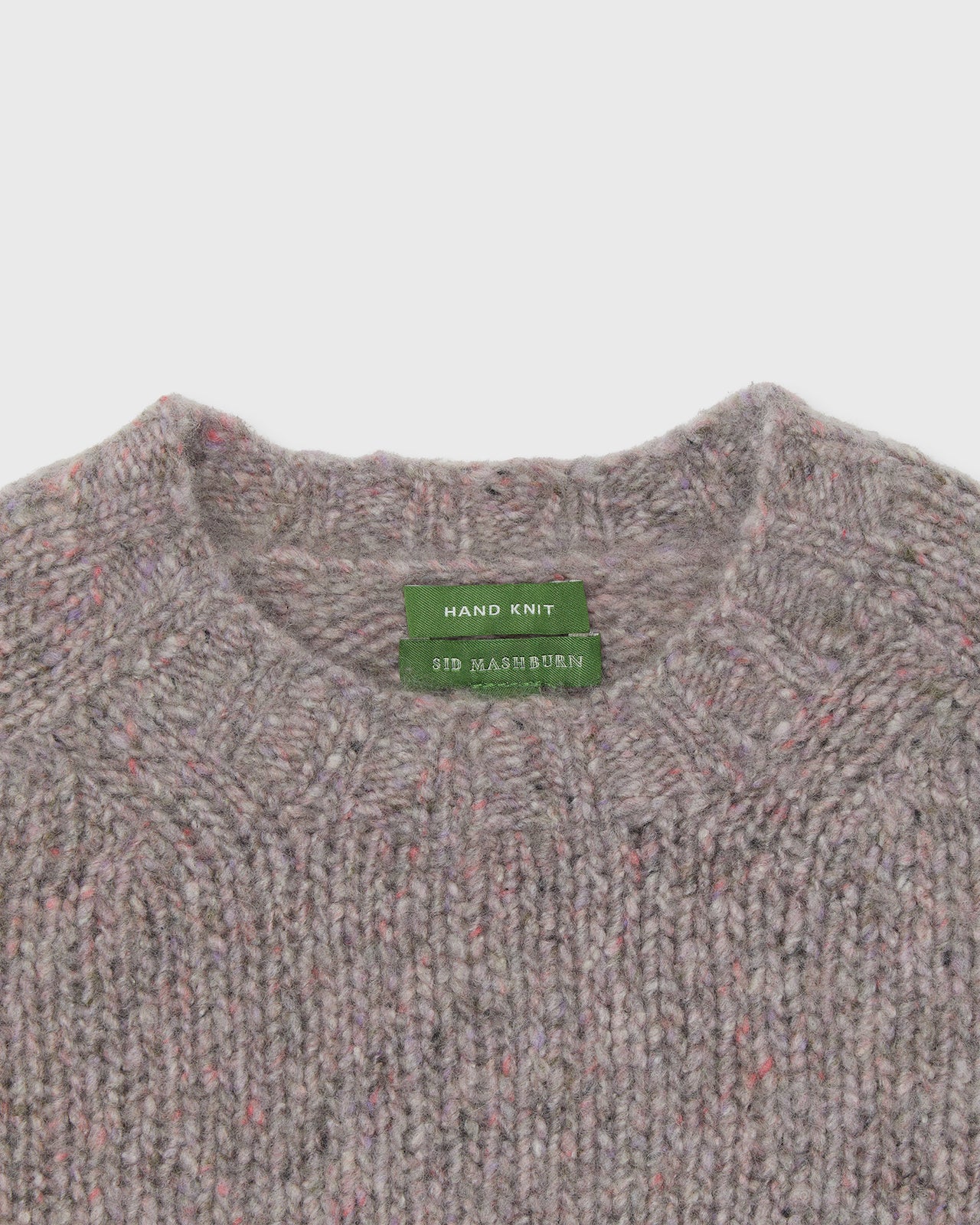 Hand-Knit Luxe Crewneck Sweater in Mist Cashmere