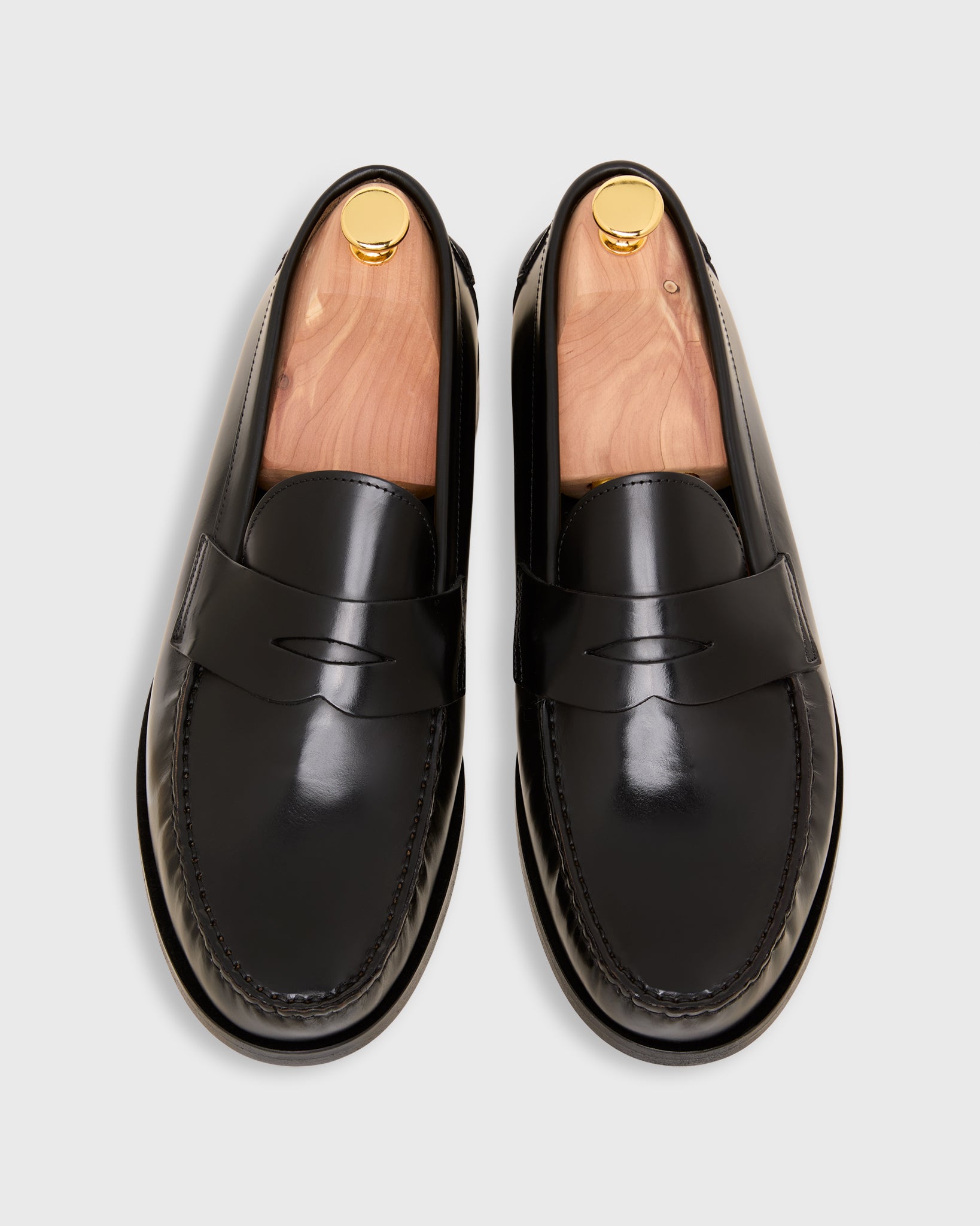 Handsewn Penny Loafer in Black Spazzolato Calf