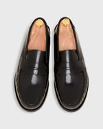 Load image into Gallery viewer, Handsewn Penny Loafer in Black Spazzolato Calf
