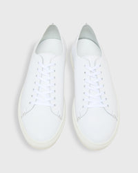 Low-Top Lace-Up Sneaker in White Perforated Leather