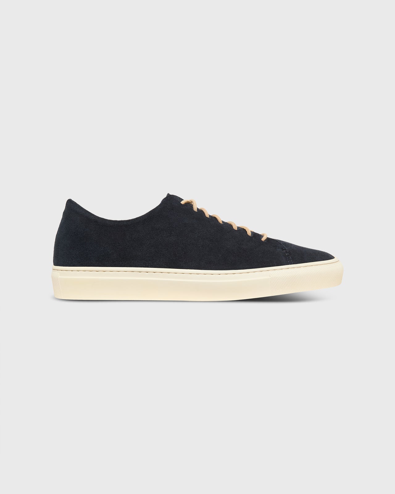 Low-Top Lace-Up Sneaker in Navy Suede
