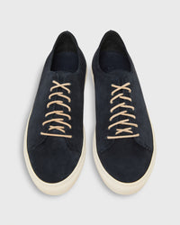 Low-Top Lace-Up Sneaker in Navy Suede