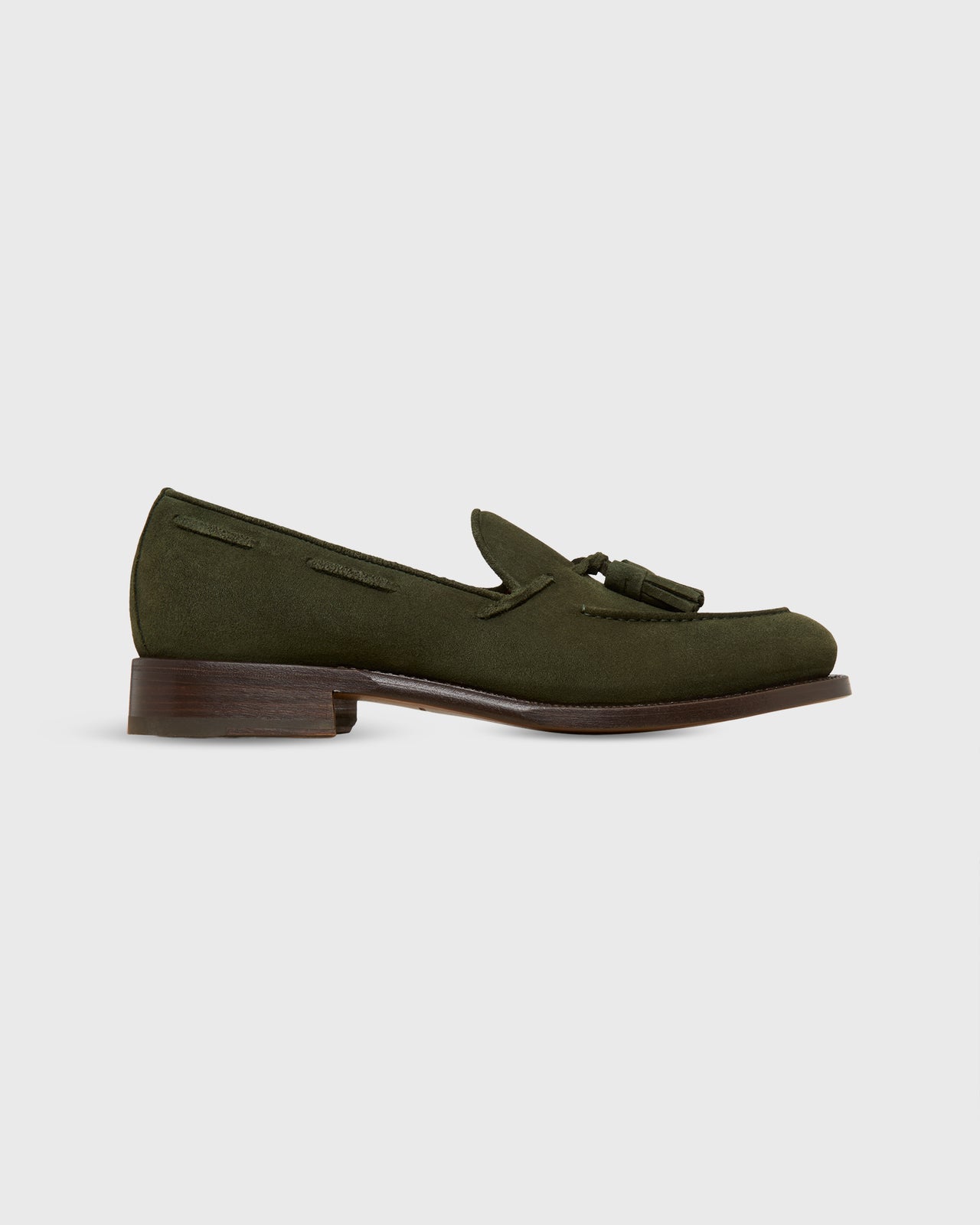 Italian Tassel Loafer in Loden Suede
