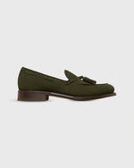 Load image into Gallery viewer, Italian Tassel Loafer in Loden Suede

