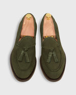 Load image into Gallery viewer, Italian Tassel Loafer in Loden Suede
