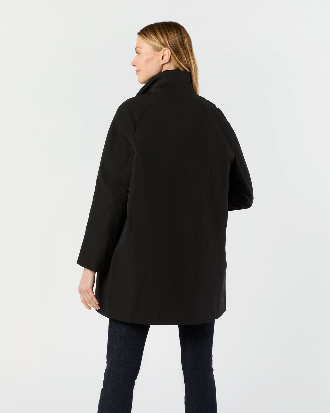Agatha Cashpad Coat in Black Cotton/Nylon Faille