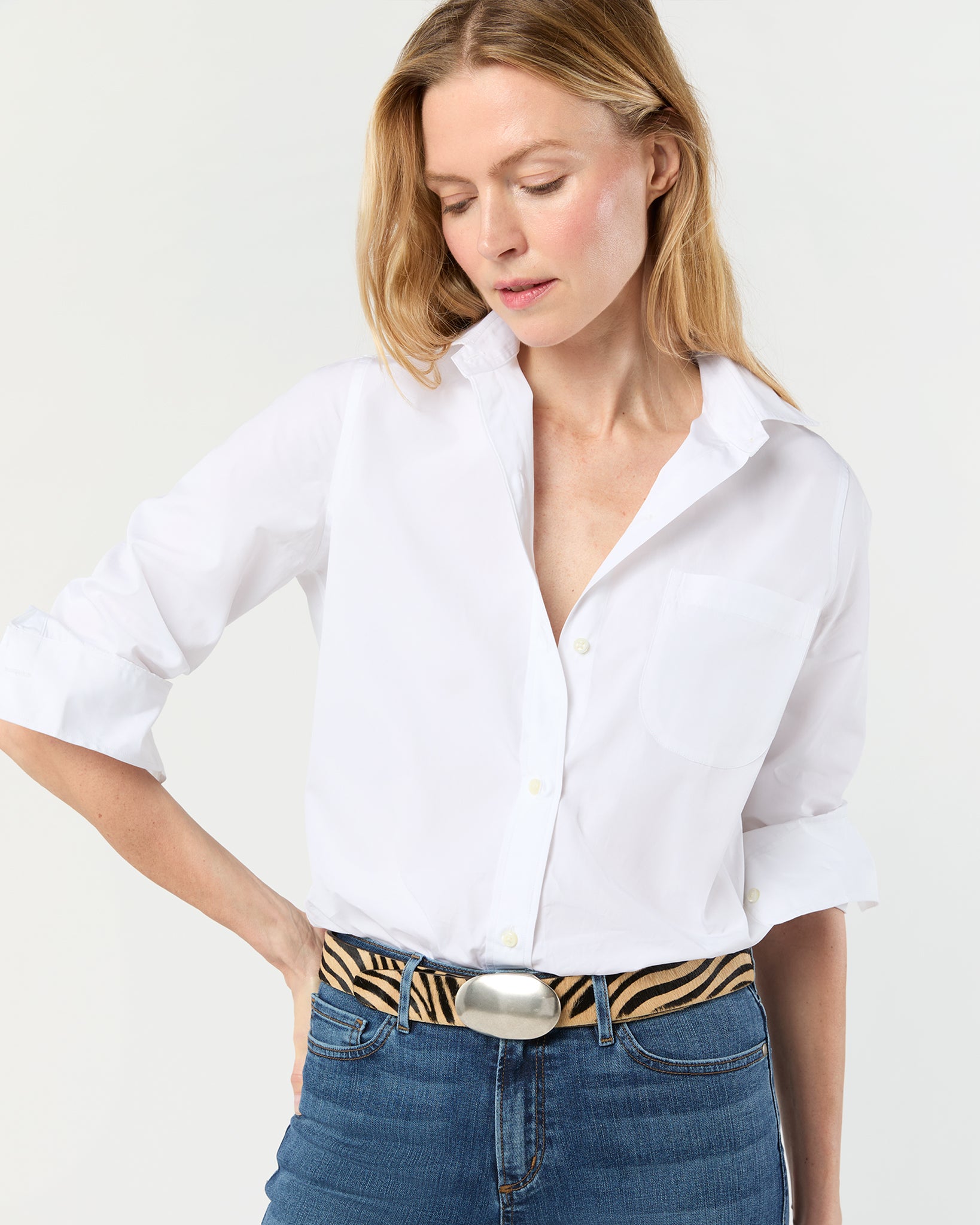 1.5" Conroy Belt in Zebra Calf Hair