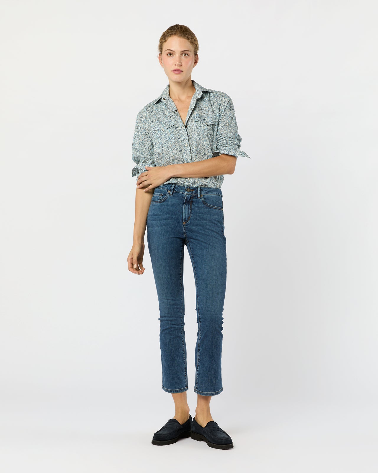 Western Shirt in Blue Katie & Millie Liberty Fabric