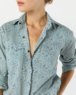 Load image into Gallery viewer, Western Shirt in Blue Katie &amp; Millie Liberty Fabric
