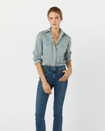 Load image into Gallery viewer, Western Shirt in Blue Katie &amp; Millie Liberty Fabric
