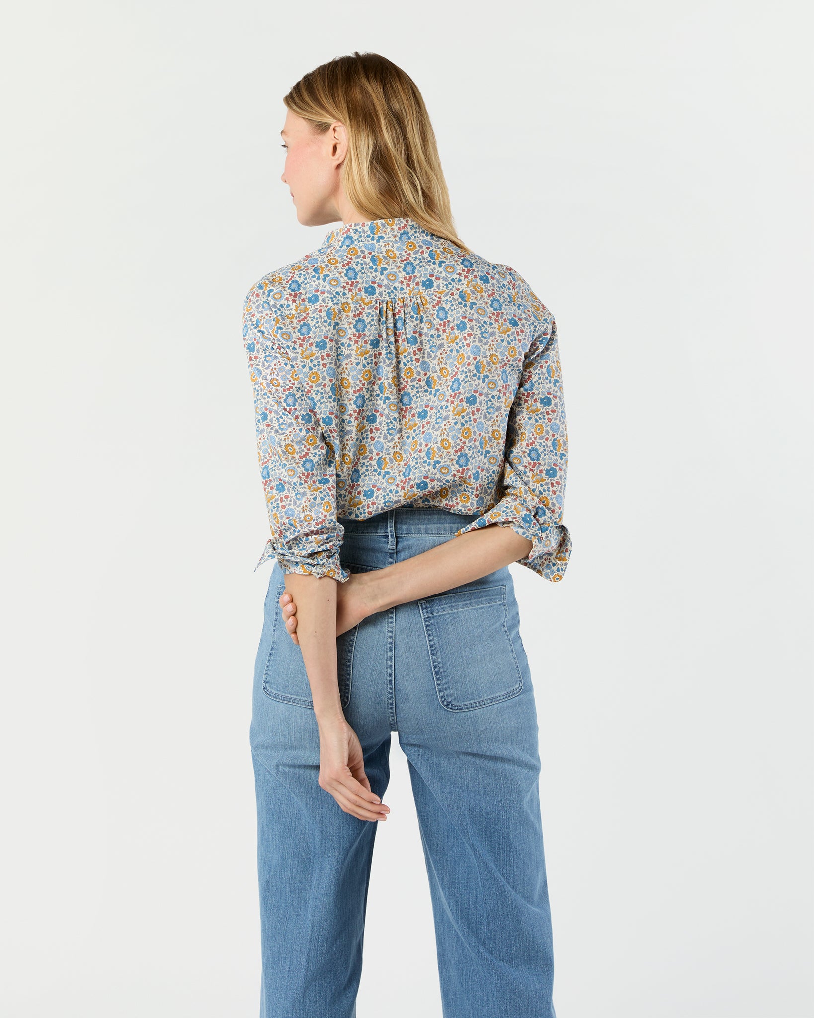 Alden Shirt in Blue/Gold D'Anjo Liberty Fabric