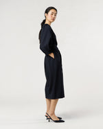 Load image into Gallery viewer, Arabella Blouson Dress in Navy Bi-Stretch Tropical Wool
