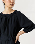 Load image into Gallery viewer, Arabella Blouson Dress in Navy Bi-Stretch Tropical Wool
