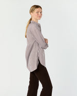 Load image into Gallery viewer, Christiane Bib-Front Tunic in Brown/White Bengal Stripe Poplin
