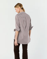Load image into Gallery viewer, Christiane Bib-Front Tunic in Brown/White Bengal Stripe Poplin
