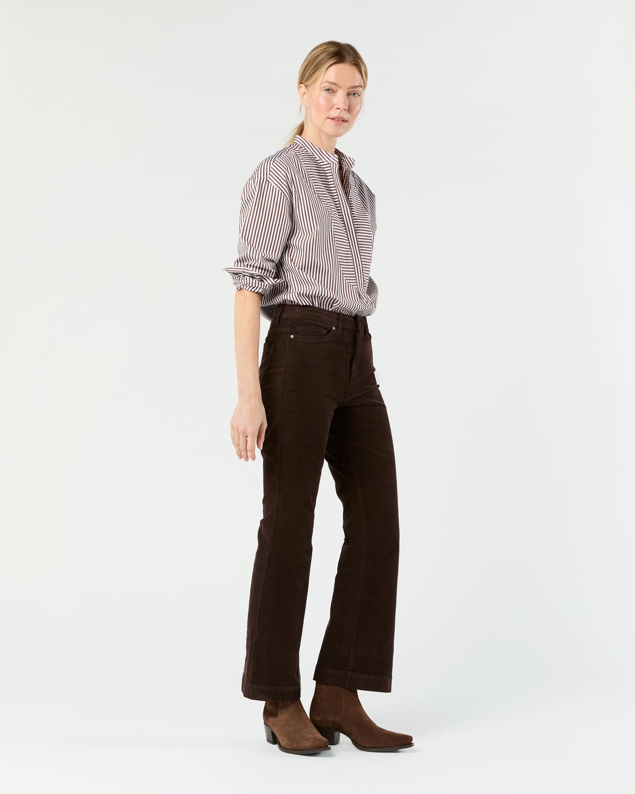 Kendall Flare 5-Pocket Jean in Coffee Stretch Cord