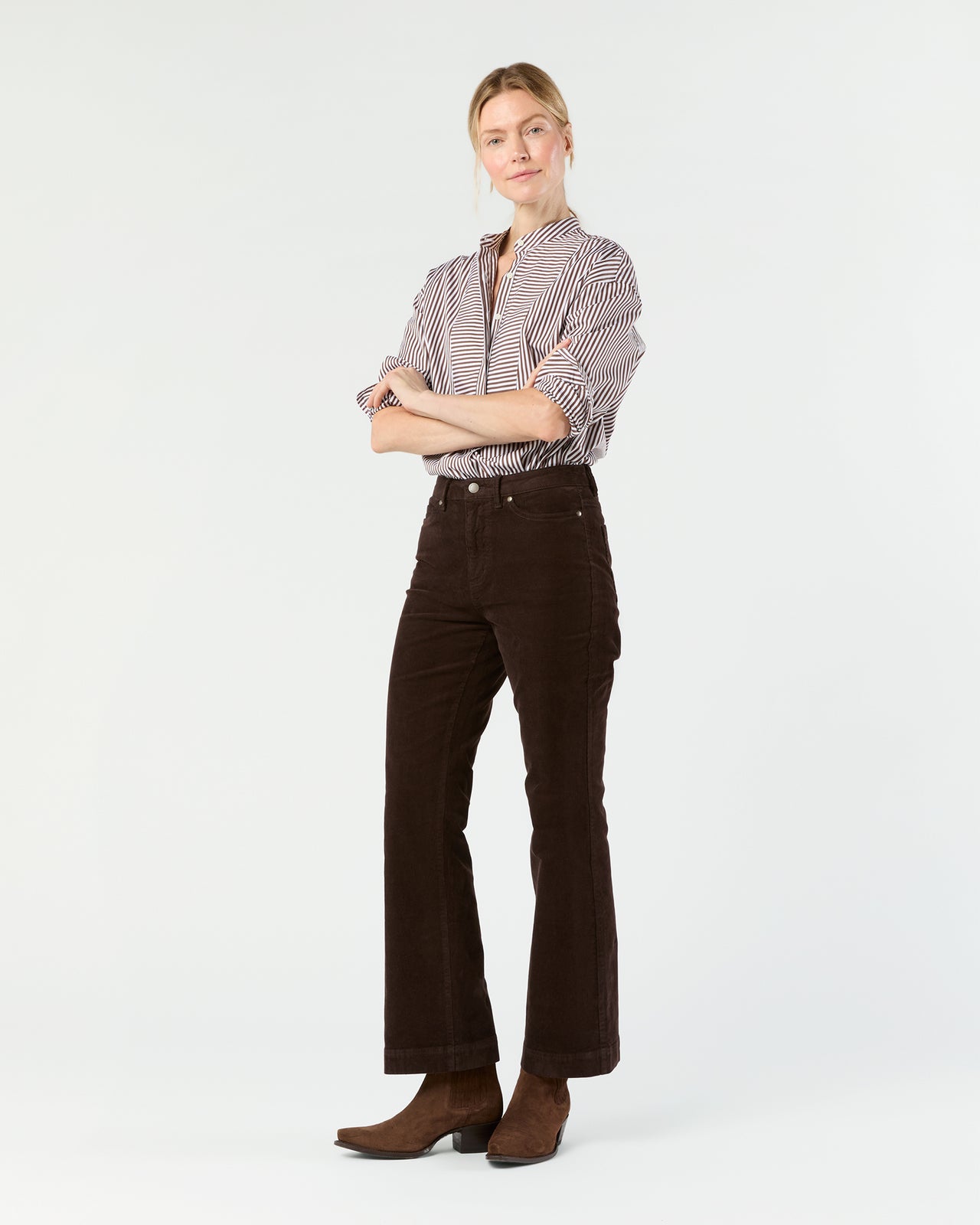 Kendall Flare 5-Pocket Jean in Coffee Stretch Cord