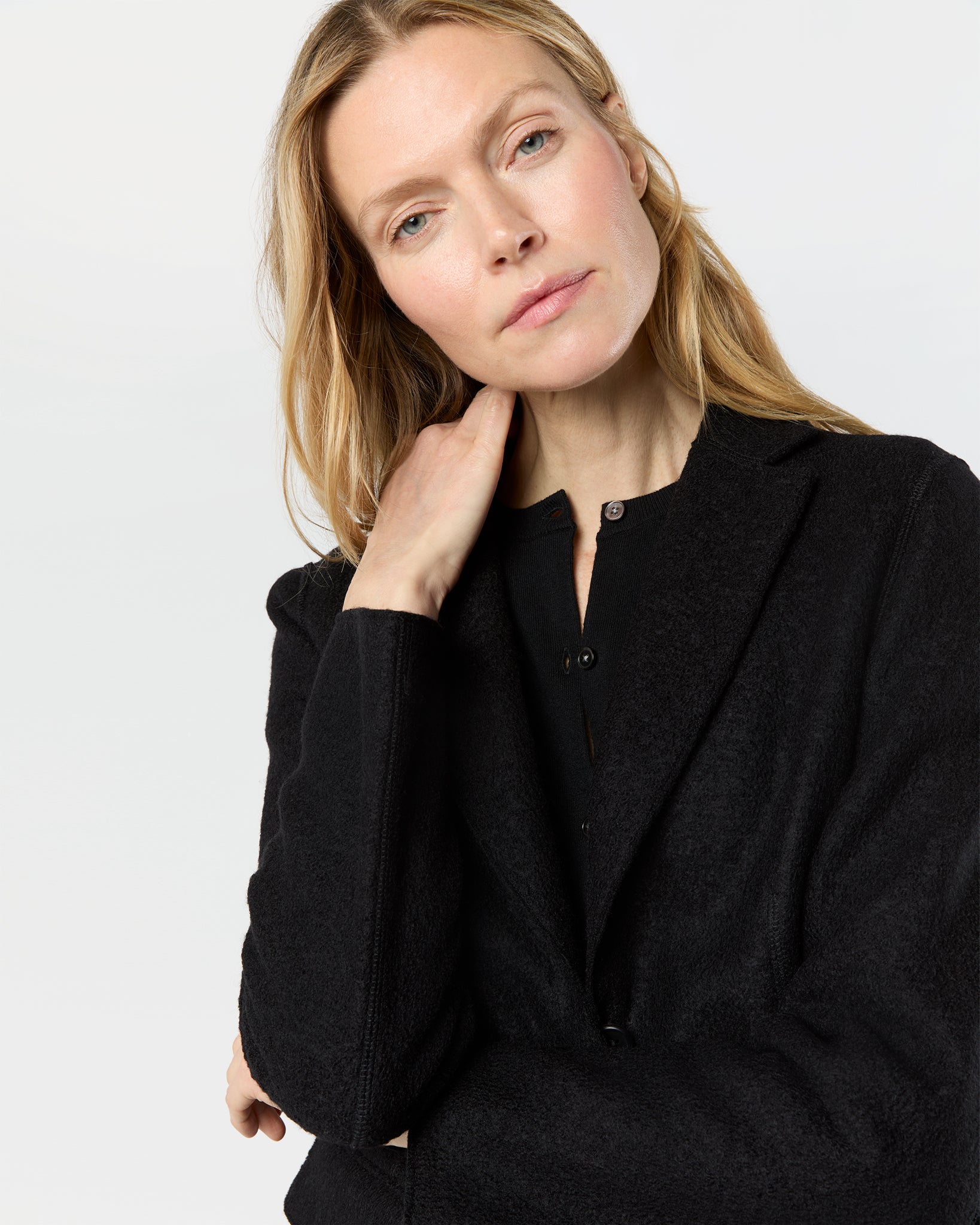 Palmer Blazer in Black Pressed Boiled Wool