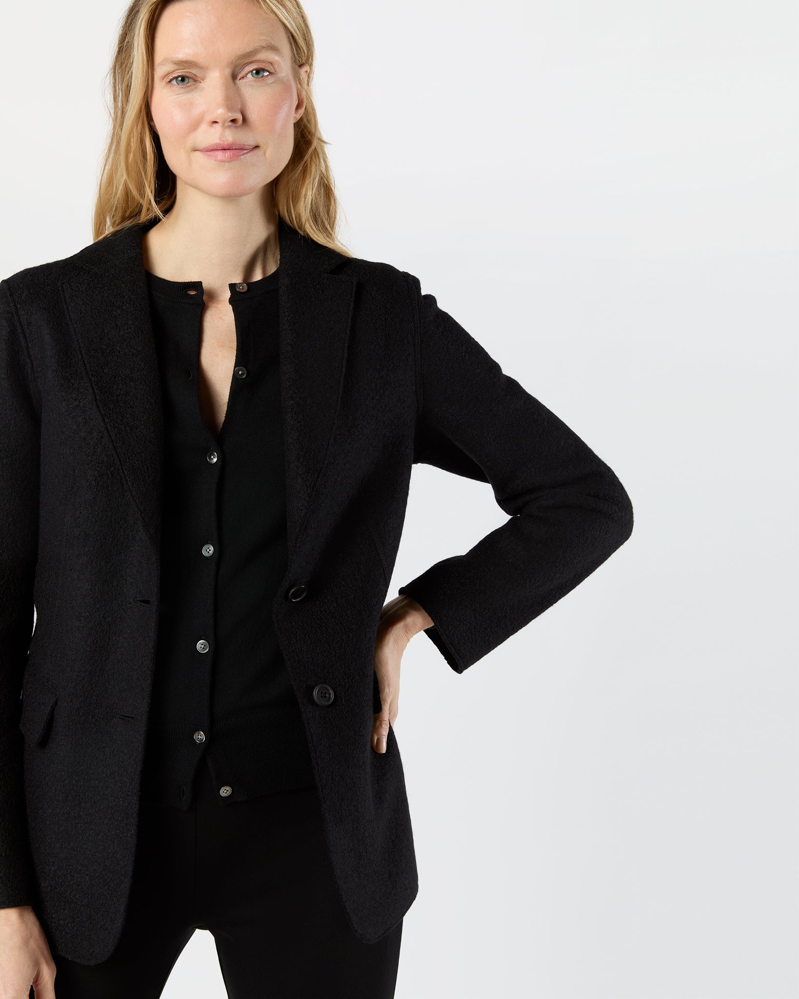 Palmer Blazer in Black Pressed Boiled Wool