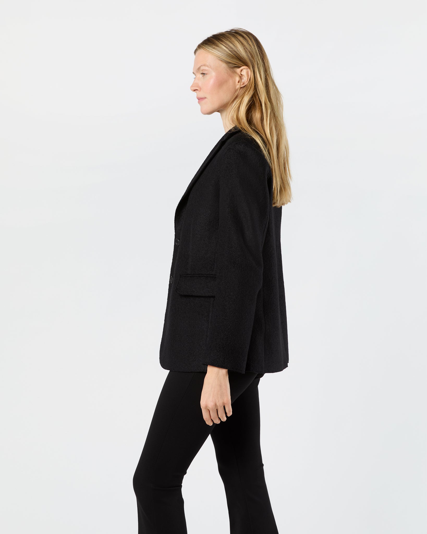 Palmer Blazer in Black Pressed Boiled Wool