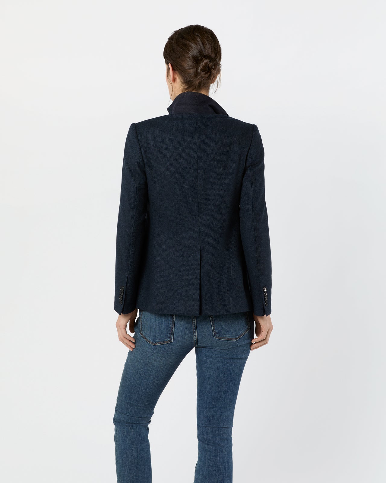 Palmer Jacket in Navy Cashmere Herringbone Tweed