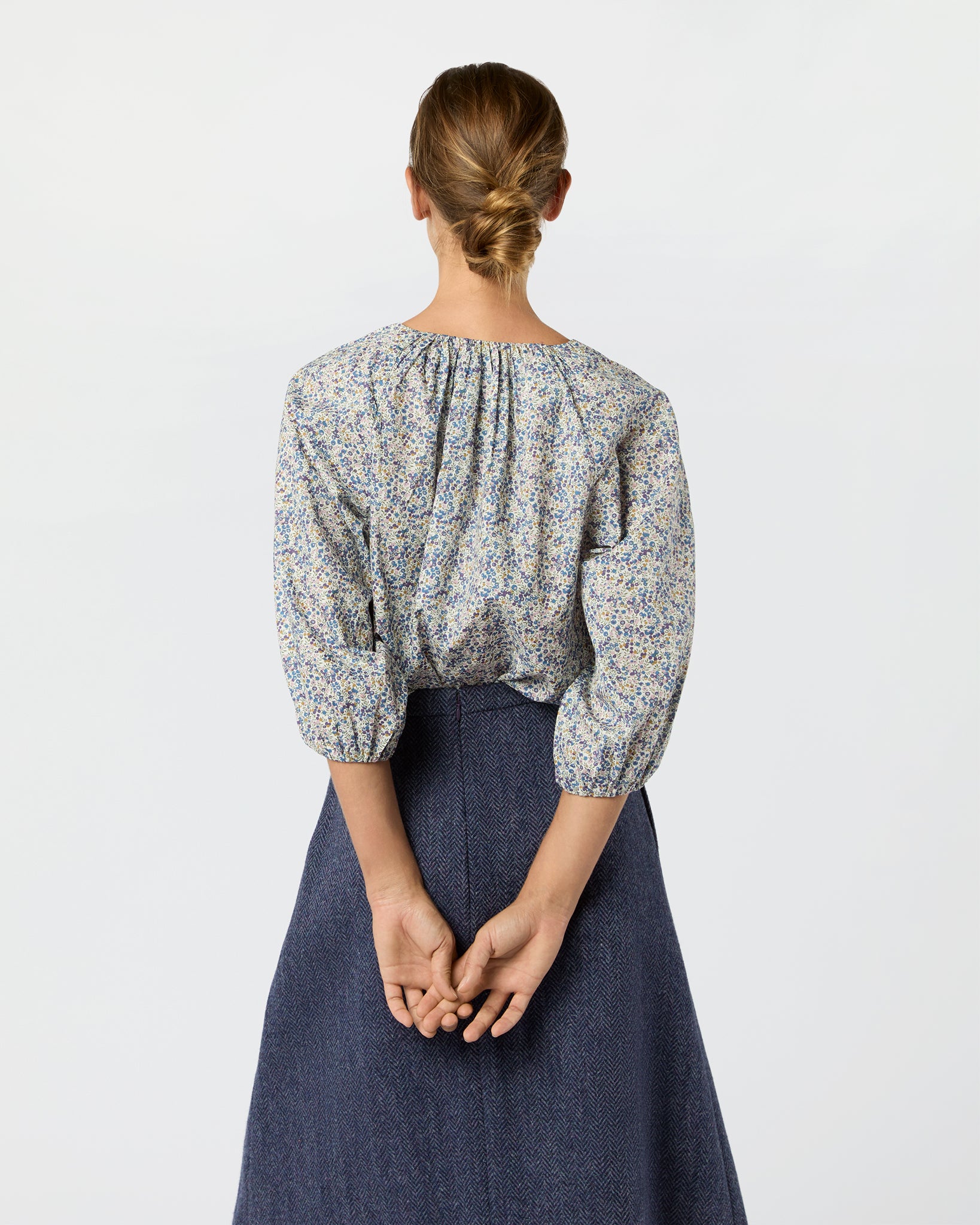 Savannah Top in Eggplant/Multi Wiltshire Bud Liberty Fabric