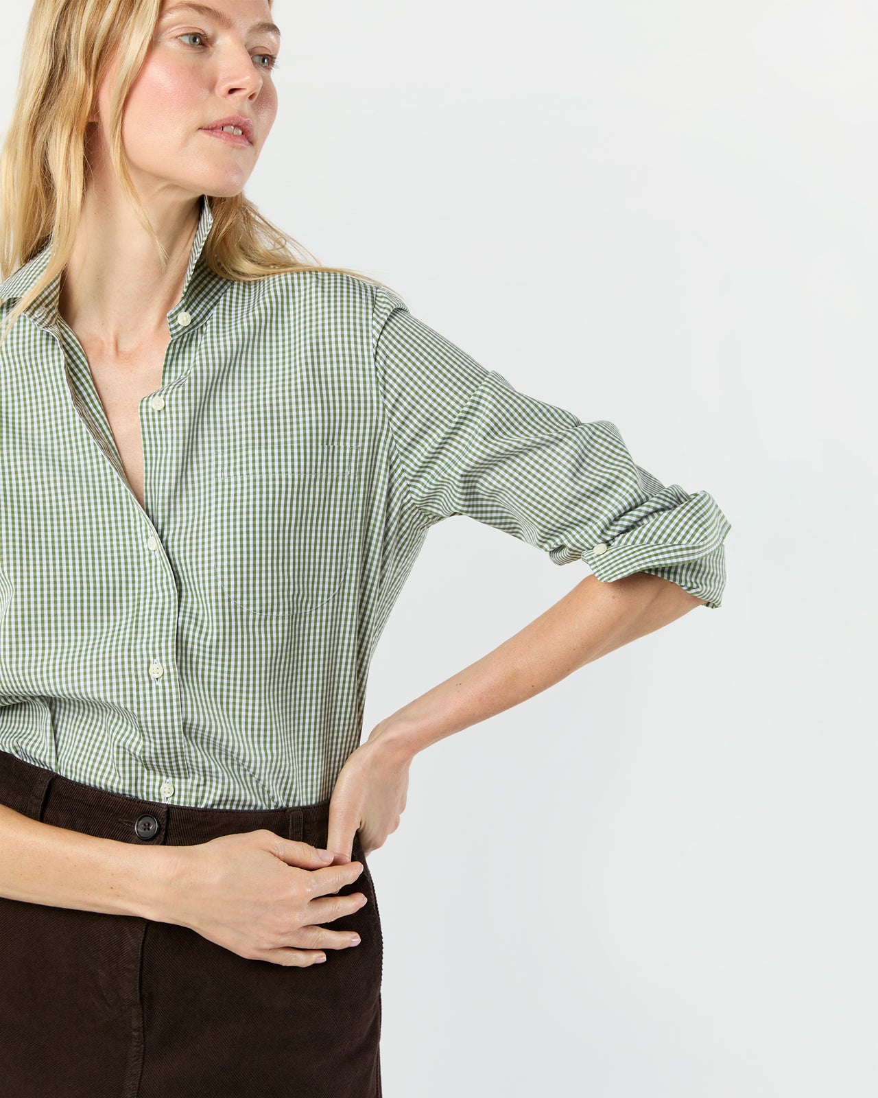 Sidney Shirt in Leaf Gingham Poplin