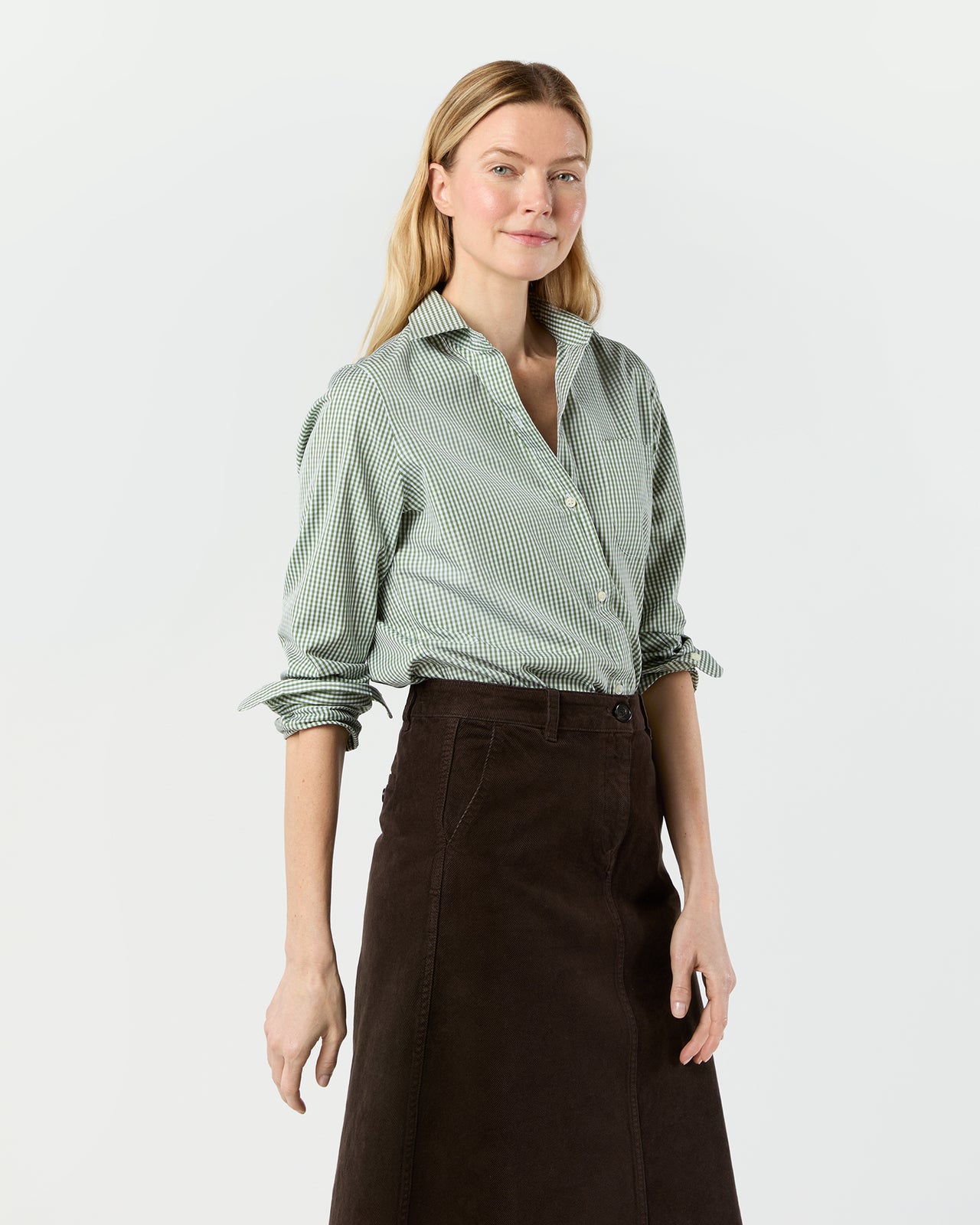 Sidney Shirt in Leaf Gingham Poplin