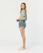 Load image into Gallery viewer, Track Short in Green/Blue Strawberry Thief Liberty Fabric
