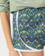 Load image into Gallery viewer, Track Short in Green/Blue Strawberry Thief Liberty Fabric
