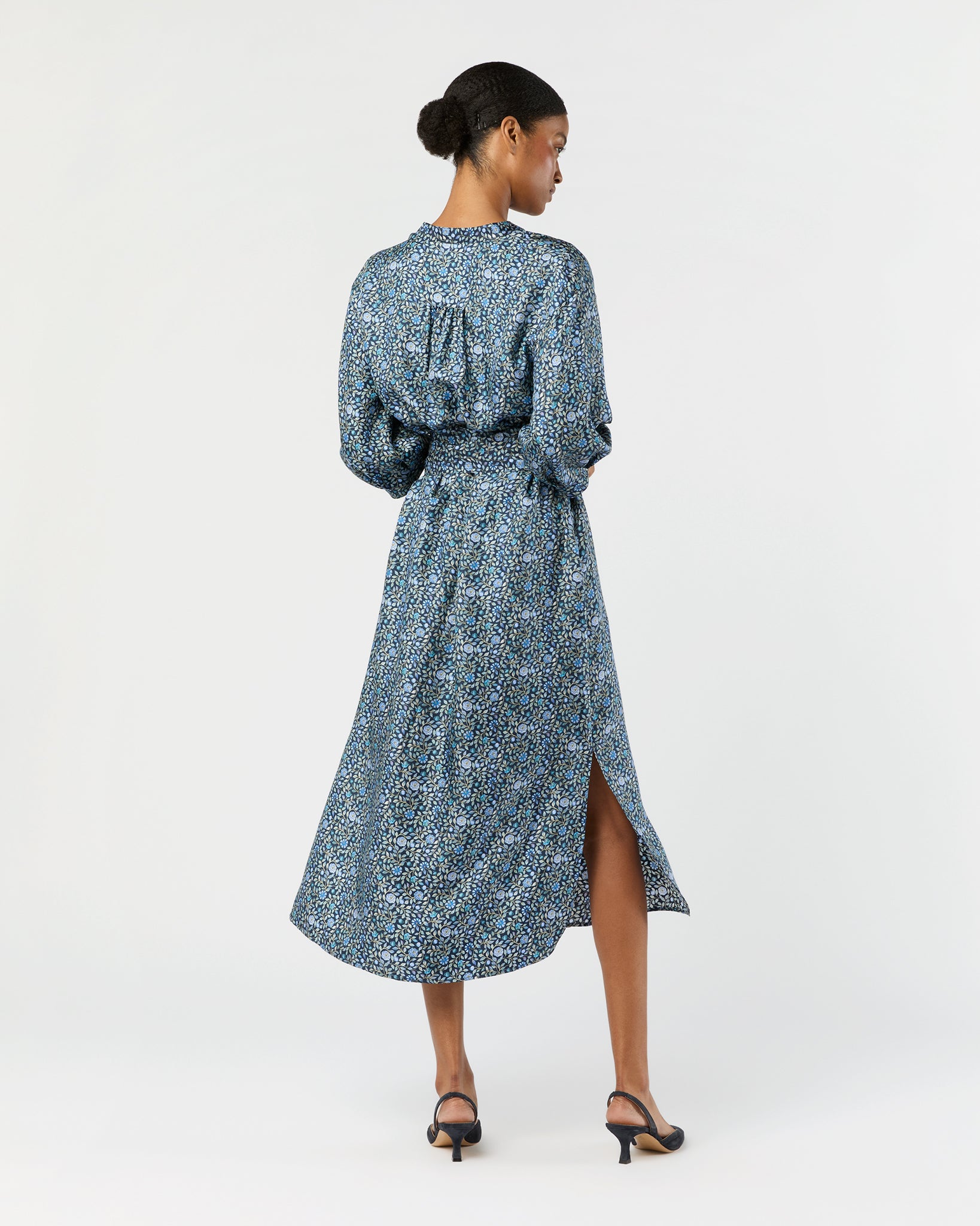 Tessa Dress in Blue/Multi Zara Thanrose Liberty Fabric Silk Twill