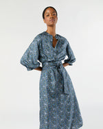 Load image into Gallery viewer, Tessa Dress in Blue/Multi Zara Thanrose Liberty Fabric Silk Twill
