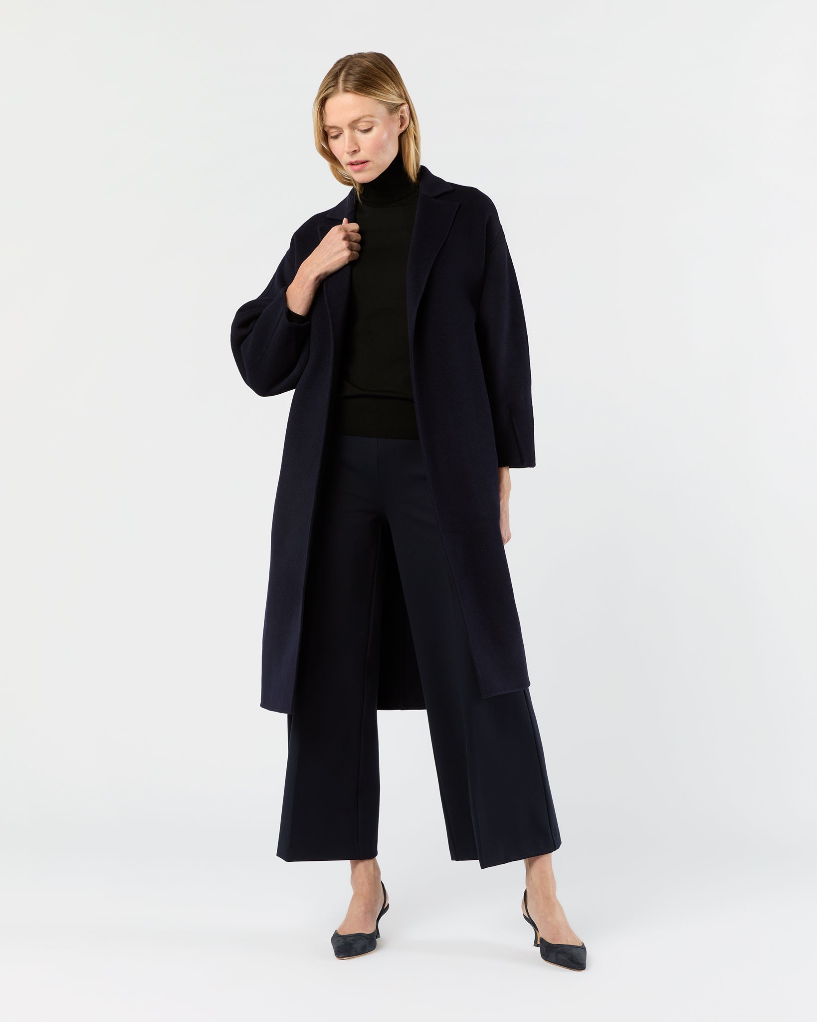 Viv Coat in Navy Double-Faced Melton | Shop Ann Mashburn