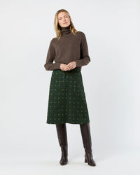 Connelly Skirt in Olive/Multi Fil Coupé Melton