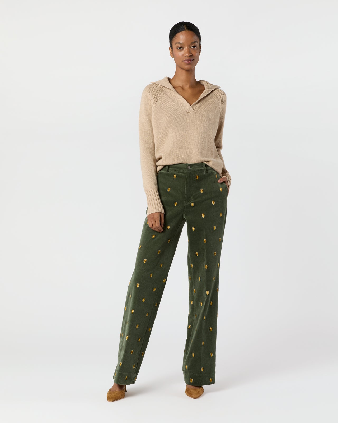 Lindy Trouser in Tree Of Life Embroidered Stretch Cord