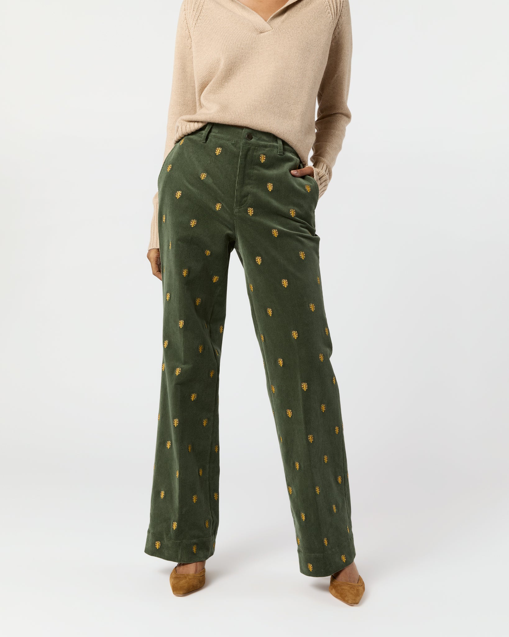 Lindy Trouser in Tree Of Life Embroidered Stretch Cord