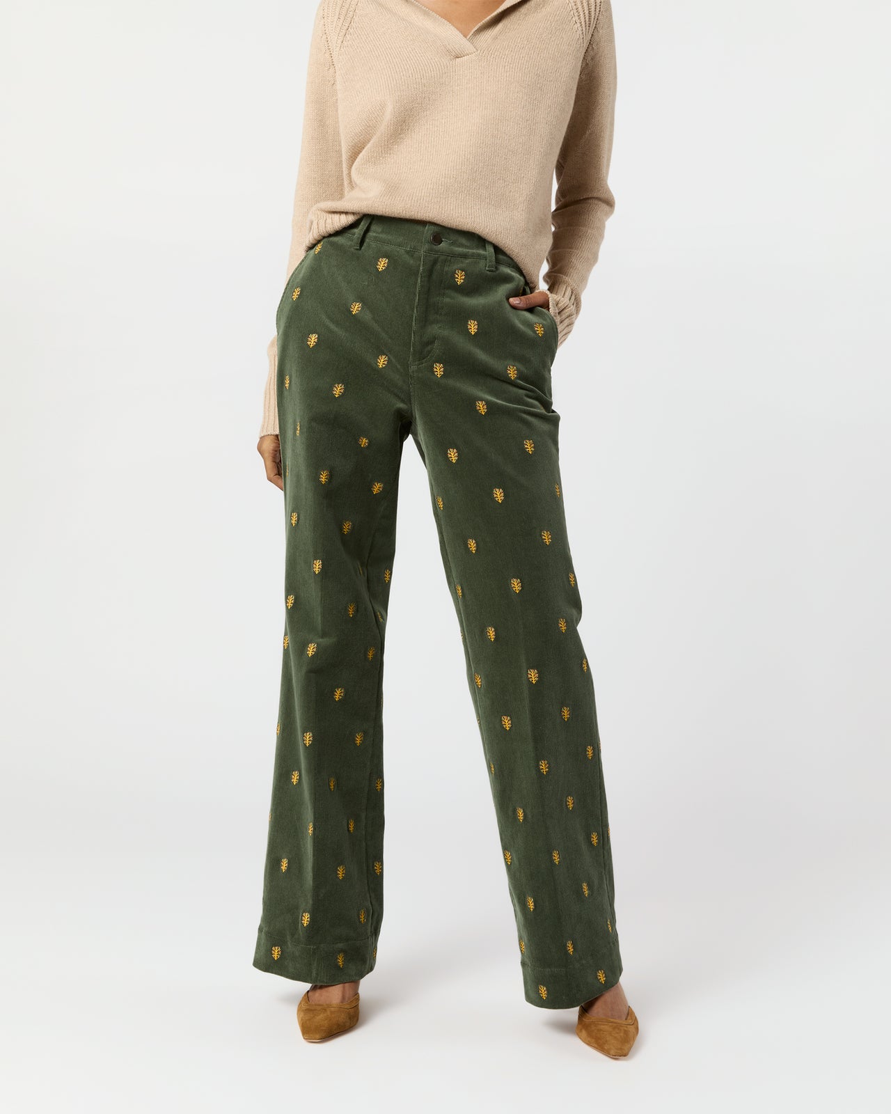 Lindy Trouser in Tree Of Life Embroidered Stretch Cord