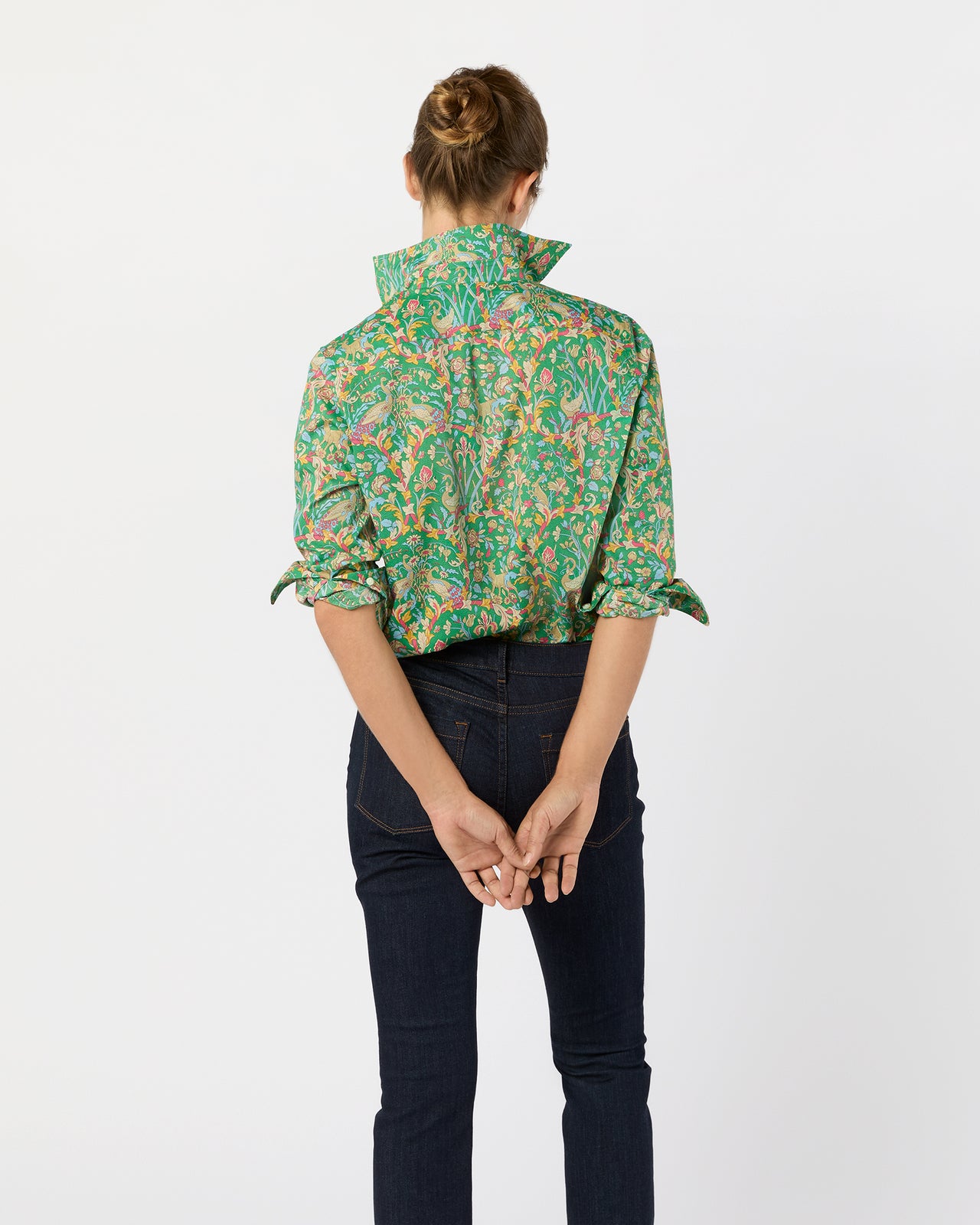 Tomboy Popover Shirt in Avocado/Multi Joan Liberty Fabric